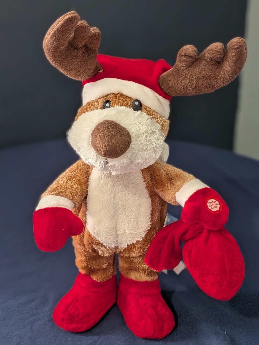 Russ Berrie Vintage Benny Reindeer Holiday Animated Music Plush Kitschy
